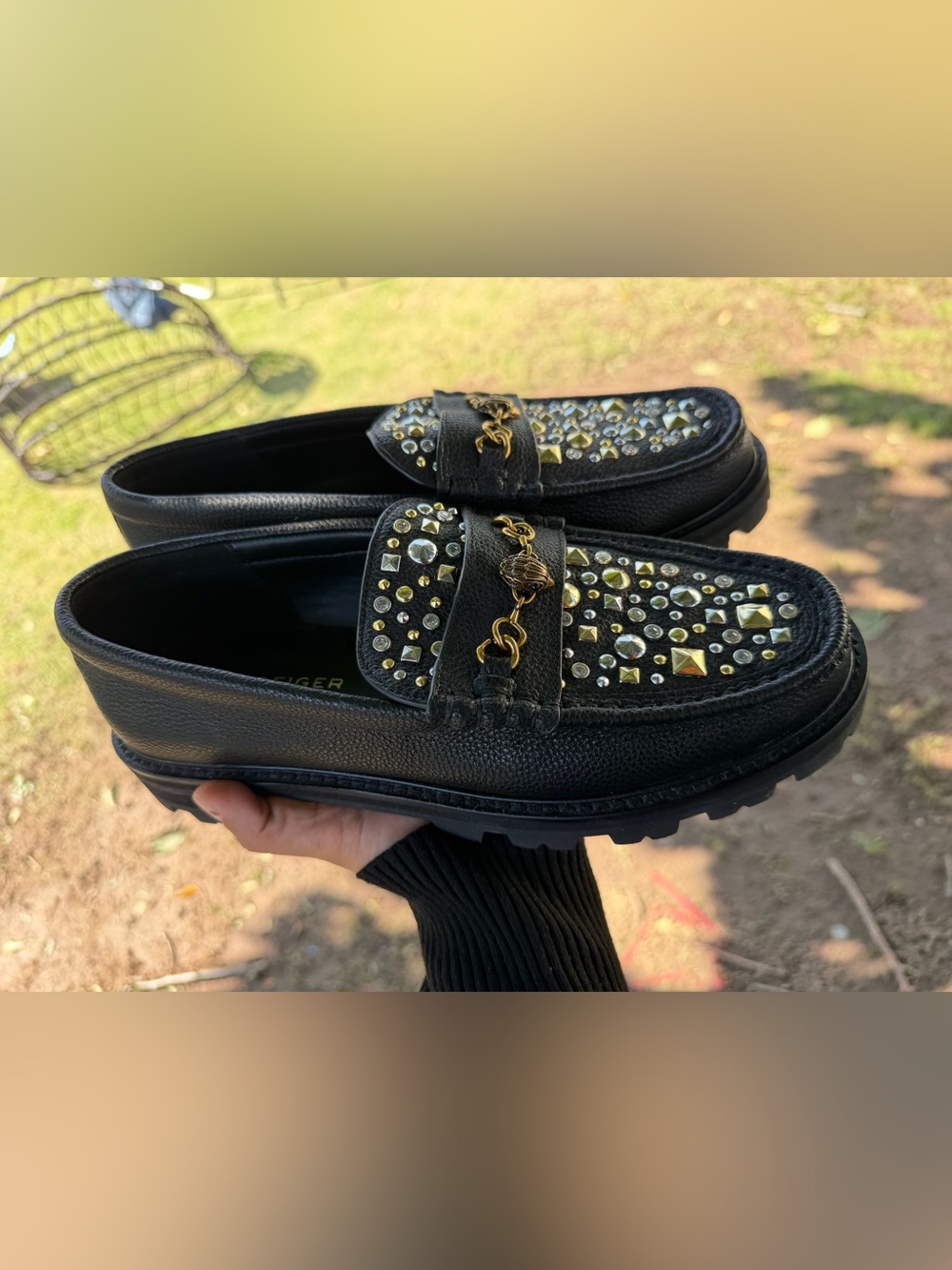 Kurt Geiger Embellished Black Loafers Like New